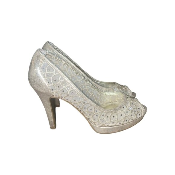 Adrianna Papell Gold Rhinestone Pump Heels Size 6M - Picture 3 of 11